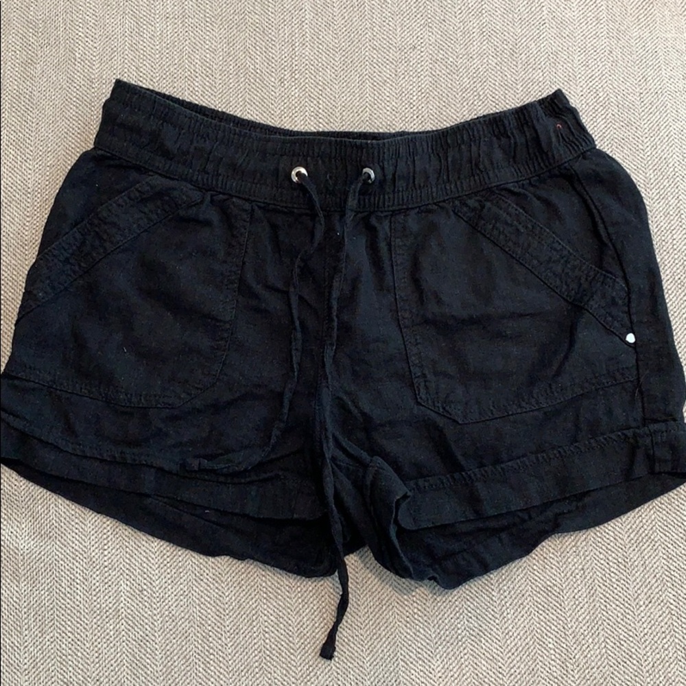 Black linen shorts